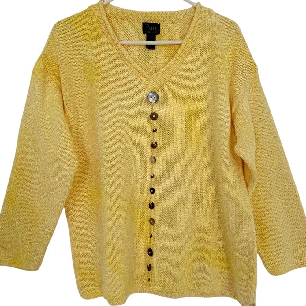 Pure Handknit 100% Cotton Sweater Cozy Pullover Women's Sz. L/XL